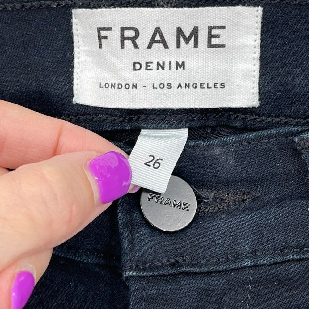 Frame Denim Le High Skinny Jeans‎ In BYXBEE Stretch Dark Wash LHSK147 Women 26 - Picture 7 of 15
